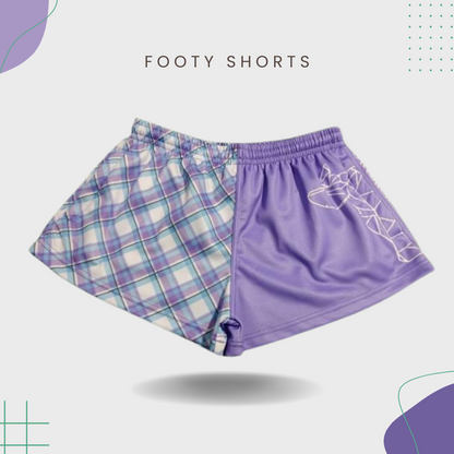 "Purple Stitch" Footy Shorts