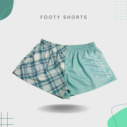 "Green Stitch" Footy Shorts