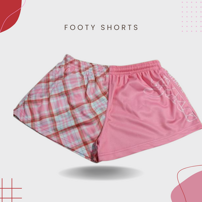 "Pink Stitch" Footy Shorts
